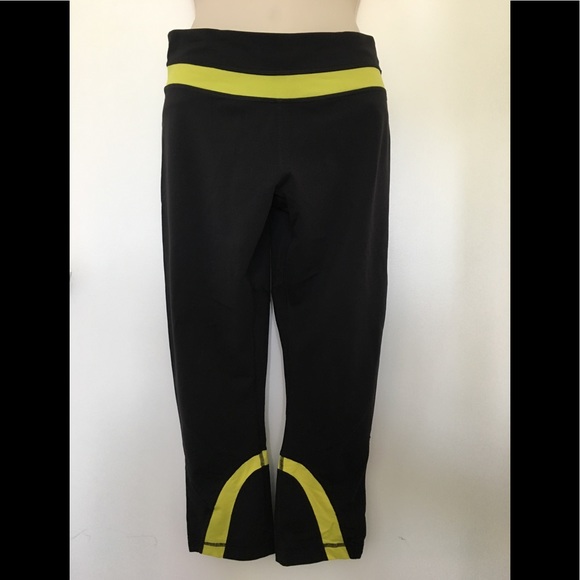 Lululemon Yoga Capri Pants/ Black Yellow - Picture 2 of 7